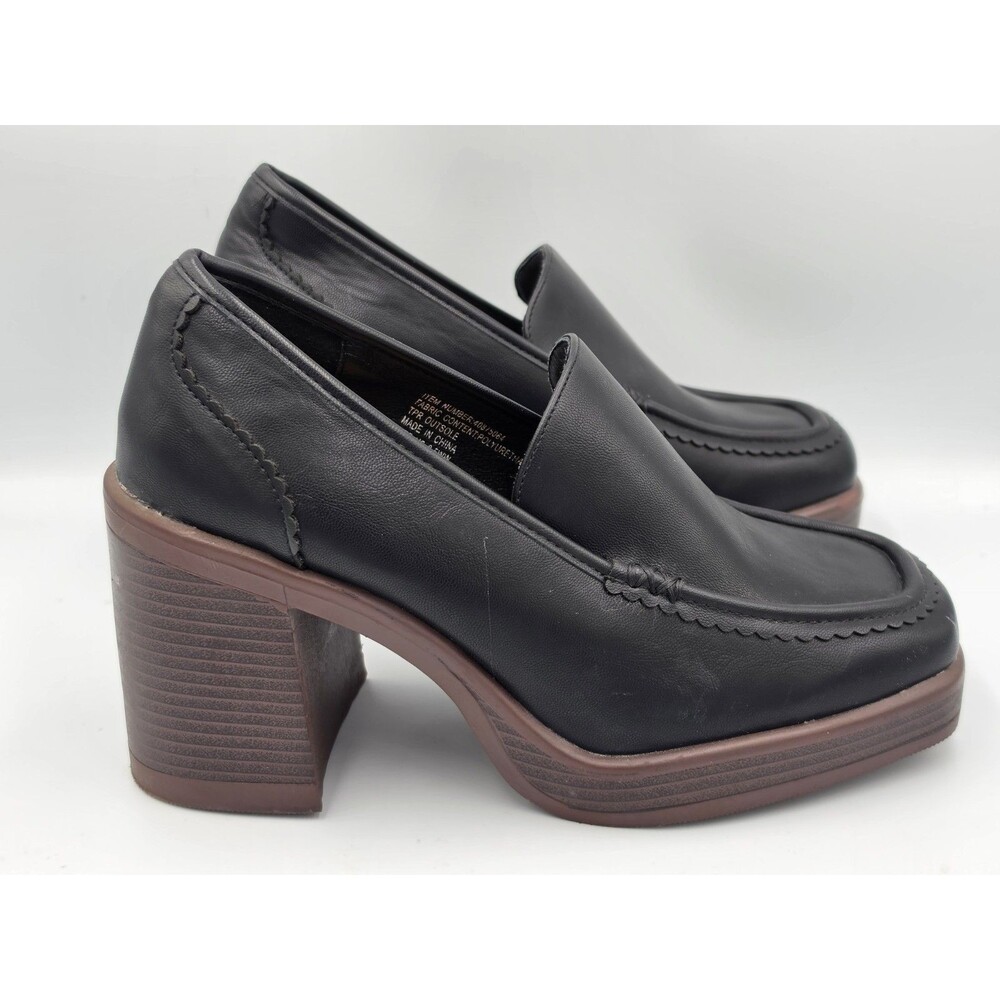 Torrid Shoes Wide Width Mock Toe Platform Shoes Block Heels Black Womens 8.5 90s